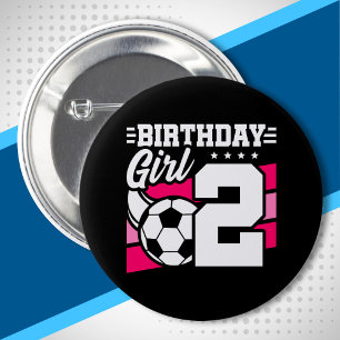 サッカー誕生日- 2歳の女の子 – 2歳の誕生日 缶バッジ