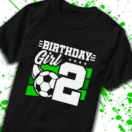 サッカー誕生日- 2歳の女の子 – 2歳の誕生日 Tシャツ