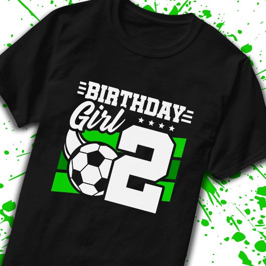サッカー誕生日- 2歳の女の子 – 2歳の誕生日 Tシャツ