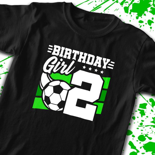 サッカー誕生日- 2歳の女の子 – 2歳の誕生日 Tシャツ