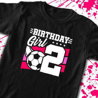 サッカー誕生日- 2歳の女の子 – 2歳の誕生日 Tシャツ