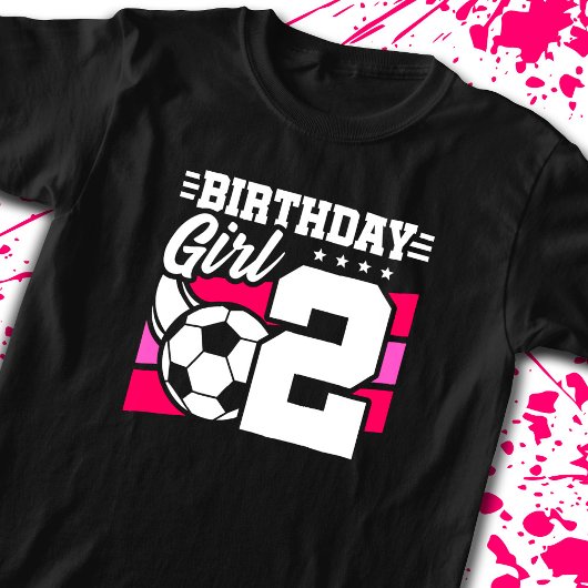 サッカー誕生日- 2歳の女の子 – 2歳の誕生日 Tシャツ