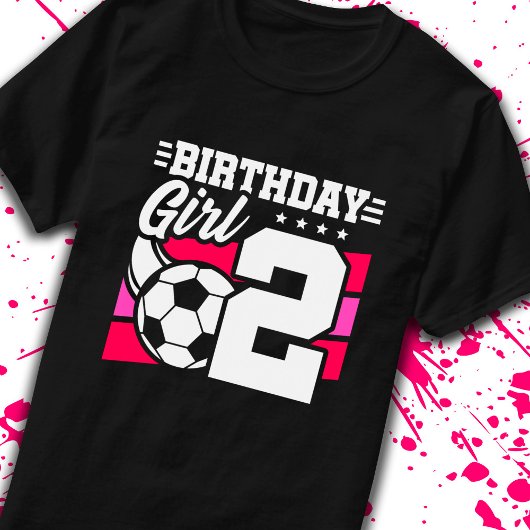 サッカー誕生日- 2歳の女の子 – 2歳の誕生日 Tシャツ