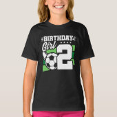 サッカー誕生日- 2歳の女の子 – 2歳の誕生日 Tシャツ (正面)