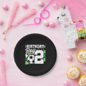 サッカー誕生日- 2歳の少年 – 2歳の誕生日 ペーパープレート (パーティー)