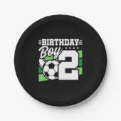 サッカー誕生日- 2歳の少年 – 2歳の誕生日 ペーパープレート (正面)