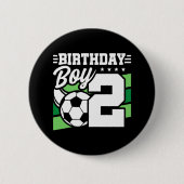 サッカー誕生日- 2歳の少年 – 2歳の誕生日 缶バッジ (正面)