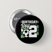 サッカー誕生日- 2歳の少年 – 2歳の誕生日 缶バッジ (正面&裏面)