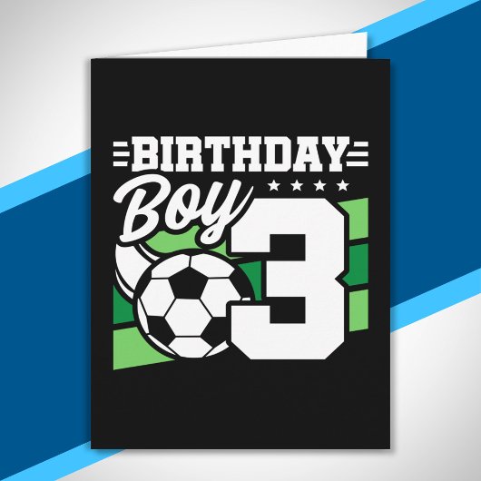 サッカー誕生日- 3歳の少年 – 3歳の誕生日 カード