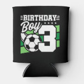 サッカー誕生日- 3歳の少年 – 3歳の誕生日 缶クーラー (正面)