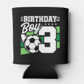 サッカー誕生日- 3歳の少年 – 3歳の誕生日 缶クーラー (裏面)
