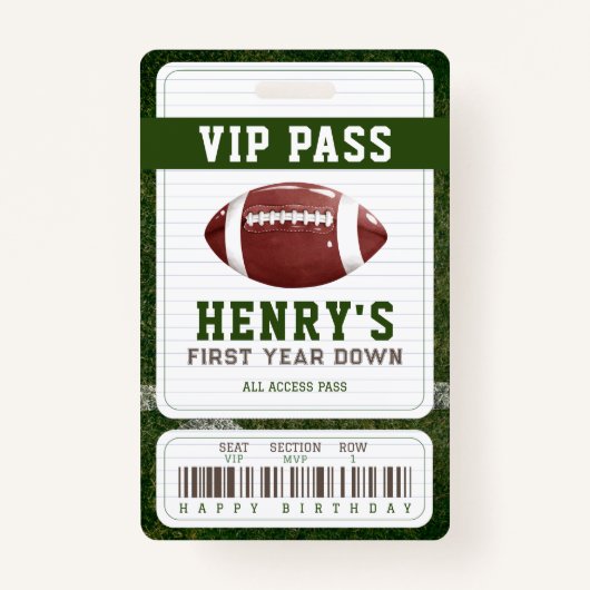 サッカー誕生日VIPパスボーイズの誕生日 バッジ (裏面)