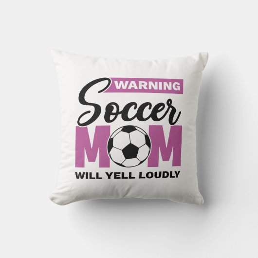 サッカー警告のお母さんが大声で叫ぶ クッション (正面)