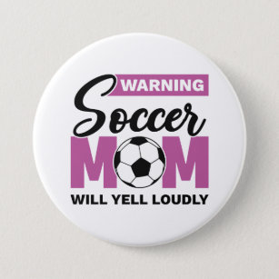 サッカー警告のお母さんが大声で叫ぶ 缶バッジ