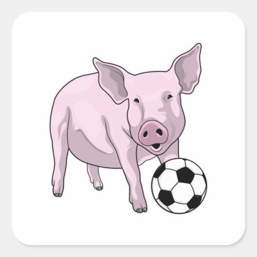 サッカー豚 スクエアシール (正面)