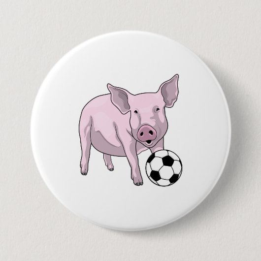 サッカー豚 缶バッジ (正面)