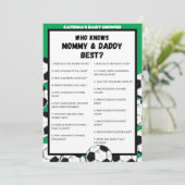 サッカー赤ちゃんシャワーゲーム，サッカー – 編集可能な名前， 招待状 (スタンド正面)