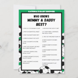 サッカー赤ちゃんシャワーゲーム，サッカー – 編集可能な名前， 招待状