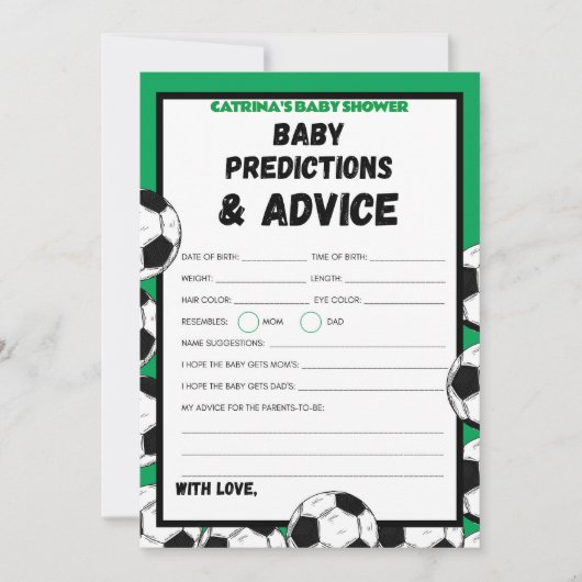 サッカー赤ちゃんシャワーゲーム，サッカー – 編集可能な名前， 招待状 (正面)