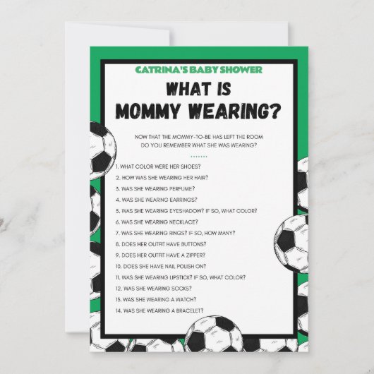 サッカー赤ちゃんシャワーゲーム，サッカー – 編集可能な名前， 招待状 (正面)