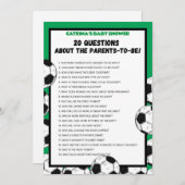 サッカー赤ちゃんシャワーゲーム，サッカー – 編集可能な名前， 招待状 (正面/裏面)