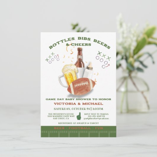 サッカー赤ちゃんシャワーテールゲートカップルゲーム日 招待状 (スタンド正面)