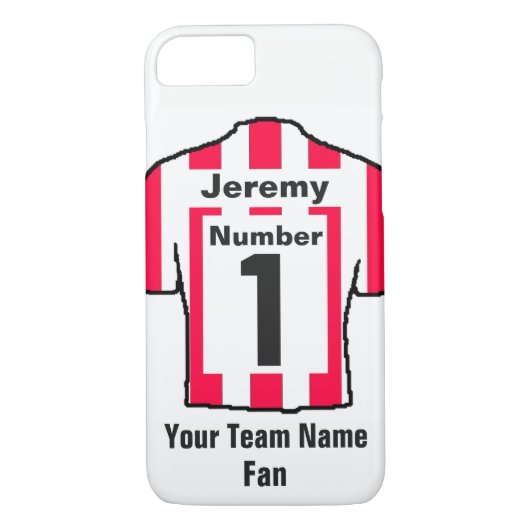 サッカー赤と白シャツ名前とチームを選択 Case-Mate iPhoneケース (裏面)