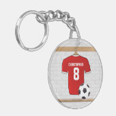 サッカー赤と白ジャージー キーホルダー (正面左)