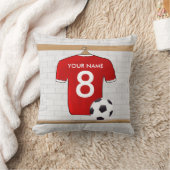 サッカー赤と白ジャージー クッション (ブランケット)