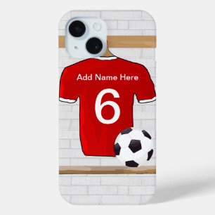 サッカー赤と白ジャージー iPhone 15ケース
