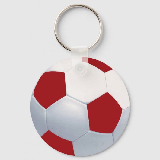 サッカー赤と白ボールのキーチェーン キーホルダー (正面)