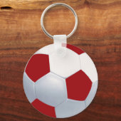 サッカー赤と白ボールのキーチェーン キーホルダー (正面)