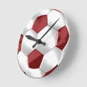 サッカー赤と白ボール ラウンド壁時計 (傾斜)