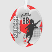 サッカー赤と白⚽ゴアリー女子 オーナメント (正面)