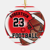 サッカー赤と白 セラミックオーナメント (正面)