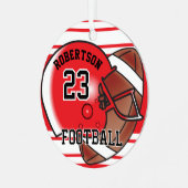 サッカー赤と白 メタルオーナメント (正面左)