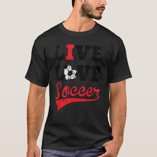 サッカー赤ヴィンテージ大好き Tシャツ (正面)