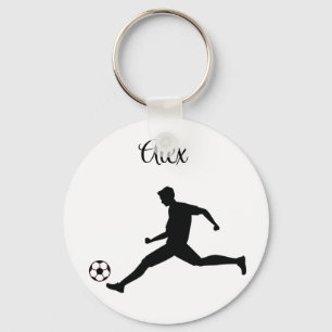サッカー遊のグラフィックブラック キーホルダー