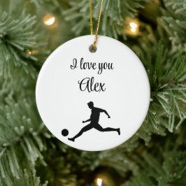 サッカー遊のグラフィックブラック セラミックオーナメント