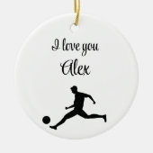 サッカー遊のグラフィックブラック セラミックオーナメント (正面)