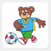サッカー遊の熊のスポーツ衣装 スクエアシール (正面)