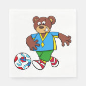 サッカー遊の熊のスポーツ衣装 スタンダードランチョンナプキン (正面)