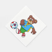 サッカー遊の熊のスポーツ衣装 スタンダードランチョンナプキン (角)