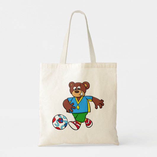 サッカー遊の熊のスポーツ衣装 トートバッグ (裏面)