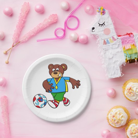 サッカー遊の熊のスポーツ衣装 ペーパープレート (パーティー)