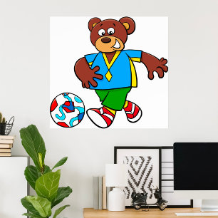 サッカー遊の熊のスポーツ衣装 ポスター