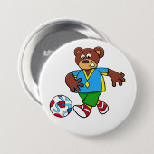 サッカー遊の熊のスポーツ衣装 缶バッジ (正面&裏面)