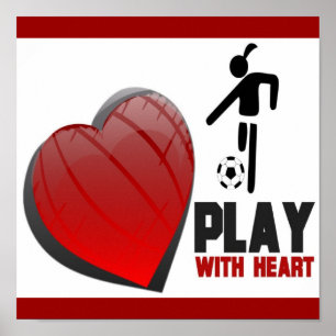 サッカー遊ポスター付き女子ハート ポスター