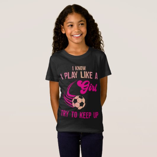 サッカー遊：女の子のように、起き上がるように保す。 Tシャツ (正面フル)