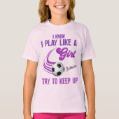 サッカー遊：女の子のようにTシャツを保アップしよう Tシャツ (正面)